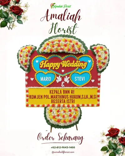 Karangan Papan Bunga Pernikahan di Susukanlebak